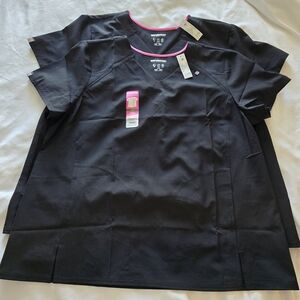 Scrubstar Black Short Sleeve Scrub Top with Pink Trim, XL OR 2XL, Price Is For 1
